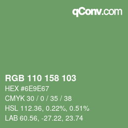 颜色代码: RGB 110 158 103 | qconv.com