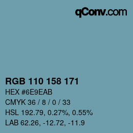 Código de color: RGB 110 158 171 | qconv.com