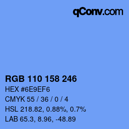 Color code: RGB 110 158 246 | qconv.com