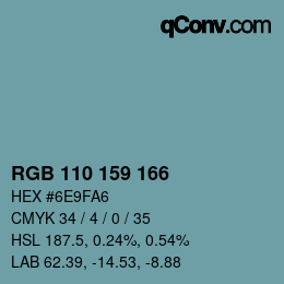 カラーコード: RGB 110 159 166 | qconv.com