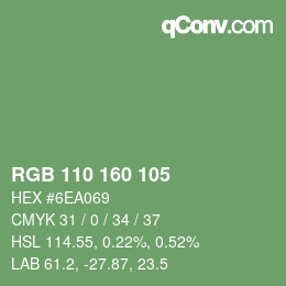 Color code: RGB 110 160 105 | qconv.com