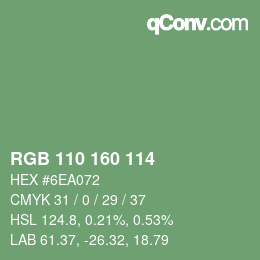 Color code: RGB 110 160 114 | qconv.com