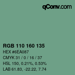 Color code: RGB 110 160 135 | qconv.com