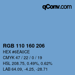 颜色代码: RGB 110 160 206 | qconv.com