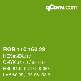 Color code: RGB 110 160 23 | qconv.com