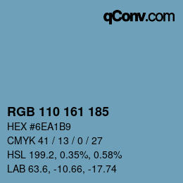 Color code: RGB 110 161 185 | qconv.com