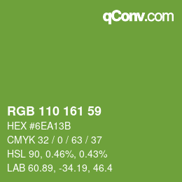 Color code: RGB 110 161 59 | qconv.com