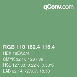 カラーコード: RGB 110 162.4 116.4 | qconv.com