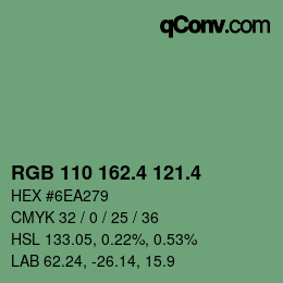 カラーコード: RGB 110 162.4 121.4 | qconv.com