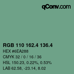 カラーコード: RGB 110 162.4 136.4 | qconv.com