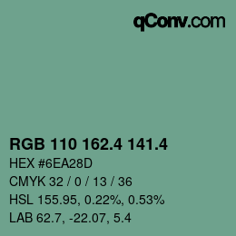 カラーコード: RGB 110 162.4 141.4 | qconv.com