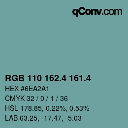 カラーコード: RGB 110 162.4 161.4 | qconv.com