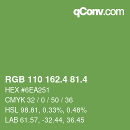 カラーコード: RGB 110 162.4 81.4 | qconv.com