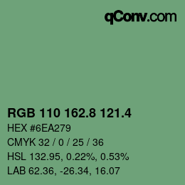 カラーコード: RGB 110 162.8 121.4 | qconv.com