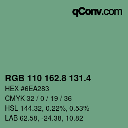 カラーコード: RGB 110 162.8 131.4 | qconv.com