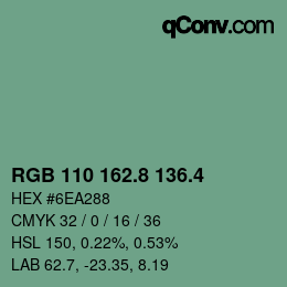 カラーコード: RGB 110 162.8 136.4 | qconv.com