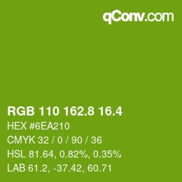 カラーコード: RGB 110 162.8 16.4 | qconv.com