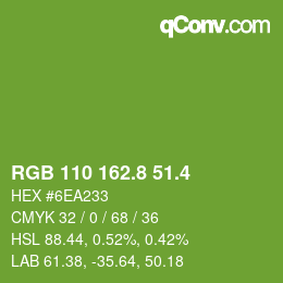 カラーコード: RGB 110 162.8 51.4 | qconv.com