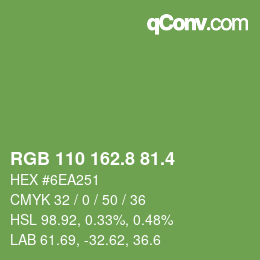 カラーコード: RGB 110 162.8 81.4 | qconv.com