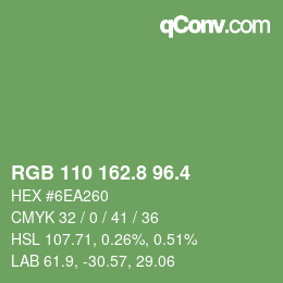 カラーコード: RGB 110 162.8 96.4 | qconv.com