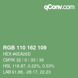 Color code: RGB 110 162 109 | qconv.com