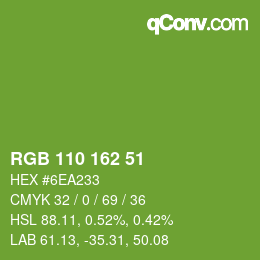 カラーコード: RGB 110 162 51 | qconv.com