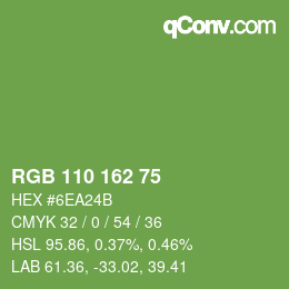 Color code: RGB 110 162 75 | qconv.com