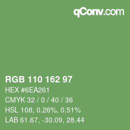 Color code: RGB 110 162 97 | qconv.com