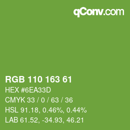 カラーコード: RGB 110 163 61 | qconv.com