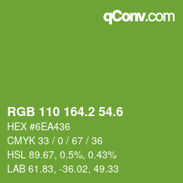 カラーコード: RGB 110 164.2 54.6 | qconv.com