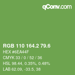カラーコード: RGB 110 164.2 79.6 | qconv.com