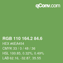カラーコード: RGB 110 164.2 84.6 | qconv.com
