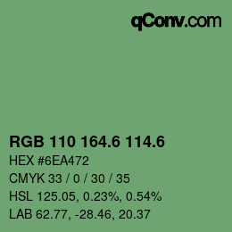 カラーコード: RGB 110 164.6 114.6 | qconv.com