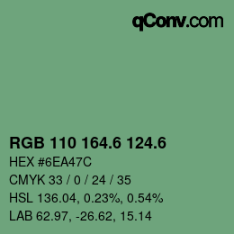 カラーコード: RGB 110 164.6 124.6 | qconv.com