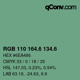 カラーコード: RGB 110 164.6 134.6 | qconv.com