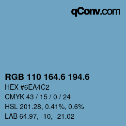 カラーコード: RGB 110 164.6 194.6 | qconv.com