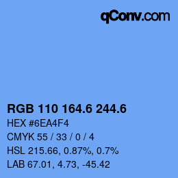 カラーコード: RGB 110 164.6 244.6 | qconv.com