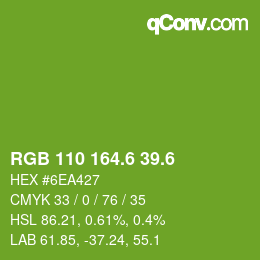 カラーコード: RGB 110 164.6 39.6 | qconv.com