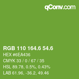 カラーコード: RGB 110 164.6 54.6 | qconv.com