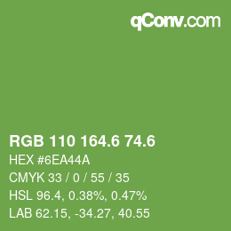 カラーコード: RGB 110 164.6 74.6 | qconv.com