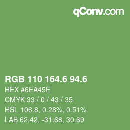 カラーコード: RGB 110 164.6 94.6 | qconv.com