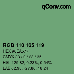 カラーコード: RGB 110 165 119 | qconv.com