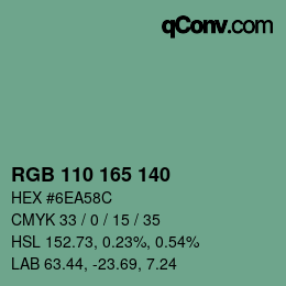 Farbcode: RGB 110 165 140 | qconv.com