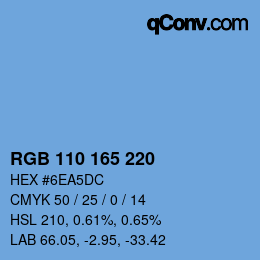 Color code: RGB 110 165 220 | qconv.com