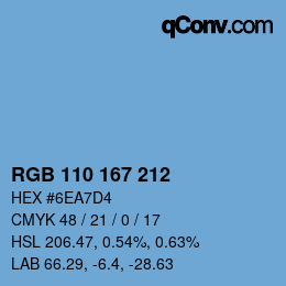 Color code: RGB 110 167 212 | qconv.com