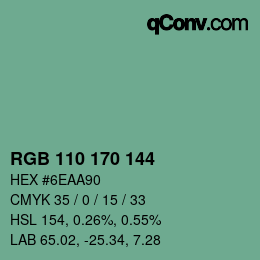 カラーコード: RGB 110 170 144 | qconv.com