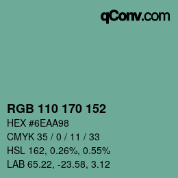 Color code: RGB 110 170 152 | qconv.com