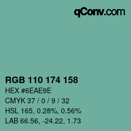 Color code: RGB 110 174 158 | qconv.com