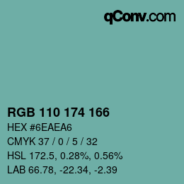 Color code: RGB 110 174 166 | qconv.com