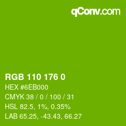 Color code: RGB 110 176 0 | qconv.com